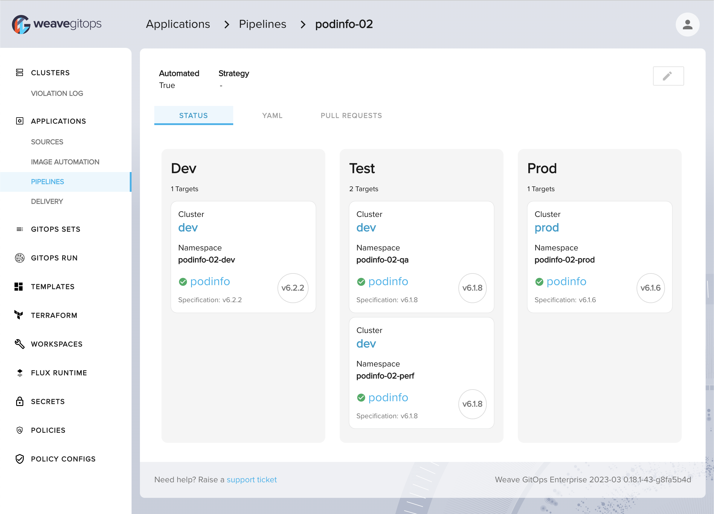 view pipeline details